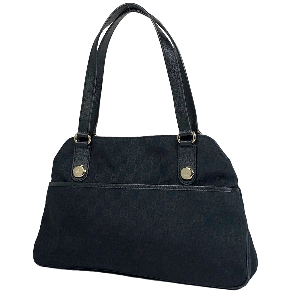 Gucci Gg Tote Bag Shoulder Handbag Canvas Black